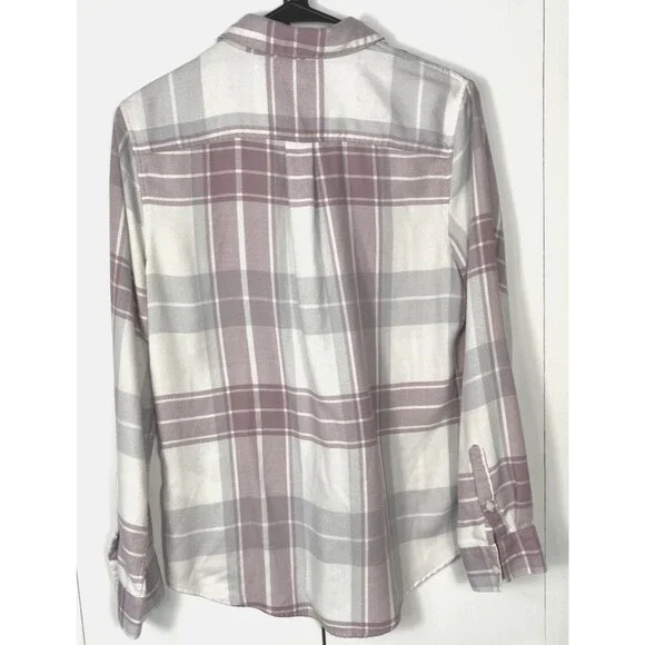 Banana Republic Boyfriend Fit Flannel Shirt Lilac/white Size Small - Picture 6 of 6